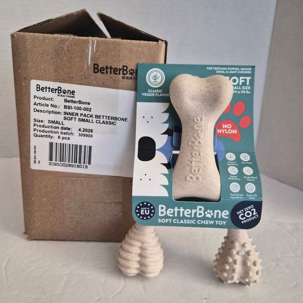 NIB 6pk BetterBone Soft Small Classic Veggie Flavor Dog Chew Toys